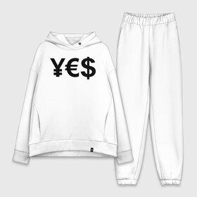 Женский костюм хлопок Oversize с принтом YE в городе Новоалтайск,  |  | euro | yes | бакс | да | деньги | доллар | евро | знак доллара | йена | работы