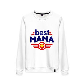 Женский свитшот хлопок с принтом Best mama logo в городе Новоалтайск, 100% хлопок | прямой крой, круглый вырез, на манжетах и по низу широкая трикотажная резинка  | best mama | в подарок маме | для мамы | для родственников | лучшая мама | подарок маме | самые лучшие | семья