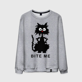 Мужской свитшот хлопок с принтом Bite me (черный кот) в городе Новоалтайск, 100% хлопок |  | киса | котенок
