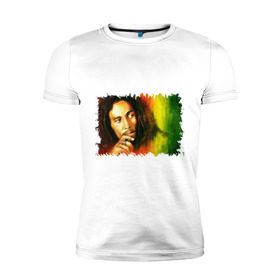 Мужская футболка премиум с принтом Bob Marley в городе Новоалтайск, 92% хлопок, 8% лайкра | приталенный силуэт, круглый вырез ворота, длина до линии бедра, короткий рукав | reggae | боб марли | музыка | музыкант | регги