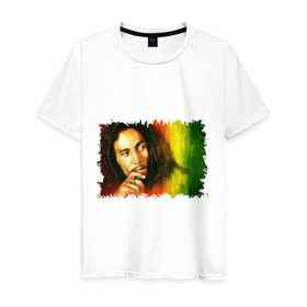 Мужская футболка хлопок с принтом Bob Marley в городе Новоалтайск, 100% хлопок | прямой крой, круглый вырез горловины, длина до линии бедер, слегка спущенное плечо. | reggae | боб марли | музыка | музыкант | регги