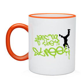 Кружка двухцветная с принтом dancing in the street в городе Новоалтайск, керамика | объем — 330 мл, диаметр — 80 мм. Цветная ручка и кайма сверху, в некоторых цветах — вся внутренняя часть | хип хоп