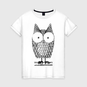 Женская футболка хлопок с принтом Owl grafic в городе Новоалтайск, 100% хлопок | прямой крой, круглый вырез горловины, длина до линии бедер, слегка спущенное плечо | сова