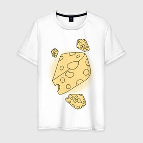 Мужская футболка хлопок с принтом Cheese for mousy в городе Новоалтайск, 100% хлопок | прямой крой, круглый вырез горловины, длина до линии бедер, слегка спущенное плечо. | 14 feb | 14 февраля | влюбленным | день святого валентина | любовь | парные | сыр