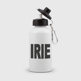 Бутылка спортивная с принтом IRIE - футболка Паттинсона и Стюарт в городе Новоалтайск, металл | емкость — 500 мл, в комплекте две пластиковые крышки и карабин для крепления | Тематика изображения на принте: ири | кристен стюарт | патиссон | роберт патинсон | сумерки