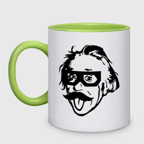 Кружка двухцветная с принтом Dubstep Einstein (Дабстеп Эйнштейн) в городе Новоалтайск, керамика | объем — 330 мл, диаметр — 80 мм. Цветная ручка и кайма сверху, в некоторых цветах — вся внутренняя часть | dubstep | даб | дабстеп | эйнштейн