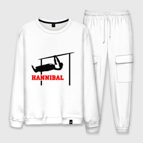 Мужской костюм хлопок с принтом Hannibal For King Workout в городе Новоалтайск, 100% хлопок | на свитшоте круглая горловина, мягкая резинка по низу. Брюки заужены к низу, на них два вида карманов: два “обычных” по бокам и два объемных, с клапанами, расположенные ниже линии бедра. Брюки с мягкой трикотажной резинкой на поясе и по низу штанин. В поясе для дополнительного комфорта — широкие завязки | hannibal | work out | workout | ворк аут | воркаут | турник