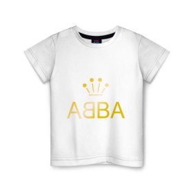 Детская футболка хлопок с принтом ABBA золото в городе Новоалтайск, 100% хлопок | круглый вырез горловины, полуприлегающий силуэт, длина до линии бедер | abba | абба | музыка