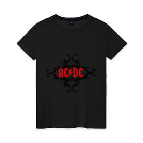 Женская футболка хлопок с принтом AC/DC в городе Новоалтайск, 100% хлопок | прямой крой, круглый вырез горловины, длина до линии бедер, слегка спущенное плечо | ac dc | acdc | acds | acdsee | asds | heavy metal | metal | rock | trash metal | метал | металл | рок | рок группа | трэш метал | хеви метал | эйсидиси