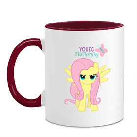 Кружка двухцветная с принтом Naughty Fluttershy в городе Новоалтайск, керамика | объем — 330 мл, диаметр — 80 мм. Цветная ручка и кайма сверху, в некоторых цветах — вся внутренняя часть | fluttershy | naughty | naughty fluttershy | pony | мой маленький пони | пони