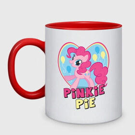 Кружка двухцветная с принтом Pinkie Pie in my heart в городе Новоалтайск, керамика | объем — 330 мл, диаметр — 80 мм. Цветная ручка и кайма сверху, в некоторых цветах — вся внутренняя часть | heart | pinkie | pinkie pie in my heart | pony | детские | мой маленький пони | пони