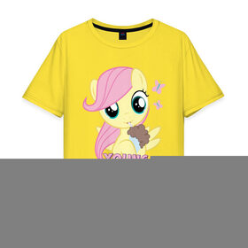 Мужская футболка хлопок Oversize с принтом Young Fluttershy в городе Новоалтайск, 100% хлопок | свободный крой, круглый ворот, “спинка” длиннее передней части | fluttershy | pony | young | young fluttershy | детские | мой маленький пони | пони