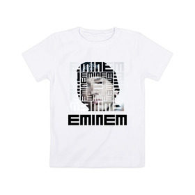 Детская футболка хлопок с принтом Eminem grey в городе Новоалтайск, 100% хлопок | круглый вырез горловины, полуприлегающий силуэт, длина до линии бедер | хип хоп