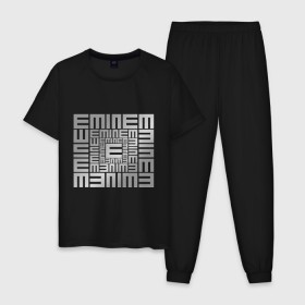 Мужская пижама хлопок с принтом Emineminem silver в городе Новоалтайск, 100% хлопок | брюки и футболка прямого кроя, без карманов, на брюках мягкая резинка на поясе и по низу штанин
 | хип хоп