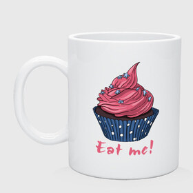 Кружка с принтом Eat me! в городе Новоалтайск, керамика | объем — 330 мл, диаметр — 80 мм. Принт наносится на бока кружки, можно сделать два разных изображения | 8 марта | девушкам | корзинка | международный женский день | пирожное | сладости