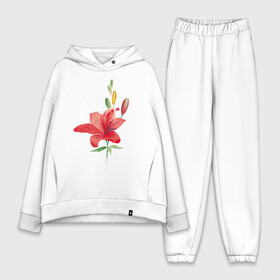 Женский костюм хлопок Oversize с принтом Red lily в городе Новоалтайск,  |  | 8 марта | букет | красная лилия | лилия | международный женский день | цветы