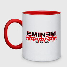 Кружка двухцветная с принтом Eminem узор в городе Новоалтайск, керамика | объем — 330 мл, диаметр — 80 мм. Цветная ручка и кайма сверху, в некоторых цветах — вся внутренняя часть | eminem | зарубежный рэп | музыка | репчик | рэп | эминем