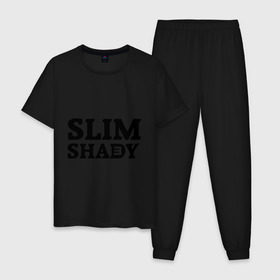 Мужская пижама хлопок с принтом Slim shady. E в городе Новоалтайск, 100% хлопок | брюки и футболка прямого кроя, без карманов, на брюках мягкая резинка на поясе и по низу штанин
 | eminem | slim shady | зарубежный рэп | музыка | репчик | рэп | эминем