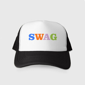 Кепка тракер с сеткой с принтом Swag - цветной в городе Новоалтайск, трикотажное полотно; задняя часть — сетка | длинный козырек, универсальный размер, пластиковая застежка | 