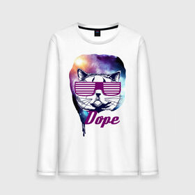 Мужской лонгслив хлопок с принтом Space cat dope в городе Новоалтайск, 100% хлопок |  | dope | swag | кошка | кошки | очки жалюзи | сваг | свэг