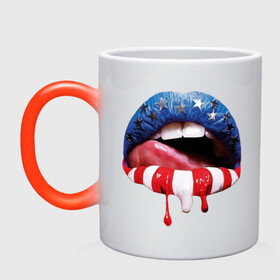 Кружка хамелеон с принтом American lips в городе Новоалтайск, керамика | меняет цвет при нагревании, емкость 330 мл | american lips | svag | sveg | svog | swag | sweg | swog | губы | губы с американским флагом | сваг | свег | свог | язык
