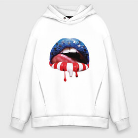 Мужское худи Oversize хлопок с принтом American lips в городе Новоалтайск, френч-терри — 70% хлопок, 30% полиэстер. Мягкий теплый начес внутри —100% хлопок | боковые карманы, эластичные манжеты и нижняя кромка, капюшон на магнитной кнопке | american lips | svag | sveg | svog | swag | sweg | swog | губы | губы с американским флагом | сваг | свег | свог | язык