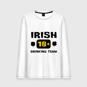 Мужской лонгслив хлопок с принтом Irish drinking team в городе Новоалтайск, 100% хлопок |  | patricks day | saint patricks day | день патрика | день святого патрика | ирландия | клевер | четырехлистный клевер