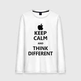 Мужской лонгслив хлопок с принтом Keep calm and think different в городе Новоалтайск, 100% хлопок |  | aplle | keep calm | keep calm and think different | сохраняйте спокойствие