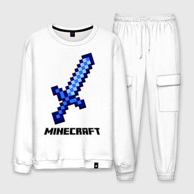 Мужской костюм хлопок с принтом Меч minecraft в городе Новоалтайск, 100% хлопок | на свитшоте круглая горловина, мягкая резинка по низу. Брюки заужены к низу, на них два вида карманов: два “обычных” по бокам и два объемных, с клапанами, расположенные ниже линии бедра. Брюки с мягкой трикотажной резинкой на поясе и по низу штанин. В поясе для дополнительного комфорта — широкие завязки | boom | minecraft | игры | компьютерные игры | майнкрафт