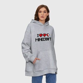 Худи SuperOversize хлопок с принтом Я люблю minecraft в городе Новоалтайск, 70% хлопок, 30% полиэстер, мягкий начес внутри | карман-кенгуру, эластичная резинка на манжетах и по нижней кромке, двухслойный капюшон
 | boom | i love minecraft | minecraft | игры | компьютерные игры | майнкрафт | я люблю майнкрафт