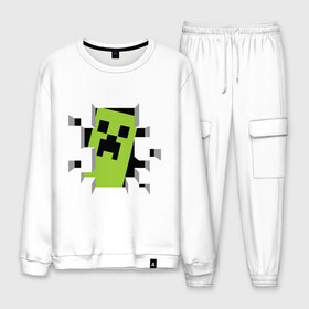 Мужской костюм хлопок с принтом Crash Minecraft в городе Новоалтайск, 100% хлопок | на свитшоте круглая горловина, мягкая резинка по низу. Брюки заужены к низу, на них два вида карманов: два “обычных” по бокам и два объемных, с клапанами, расположенные ниже линии бедра. Брюки с мягкой трикотажной резинкой на поясе и по низу штанин. В поясе для дополнительного комфорта — широкие завязки | boom | media | minecraft | игры | компьютерные игры | майнкрафт