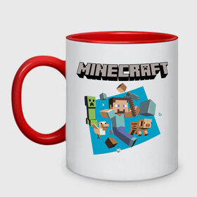 Кружка двухцветная с принтом Heroes of Minecraft в городе Новоалтайск, керамика | объем — 330 мл, диаметр — 80 мм. Цветная ручка и кайма сверху, в некоторых цветах — вся внутренняя часть | boom | minecraft | игры | компьютерные игры | майнкрафт