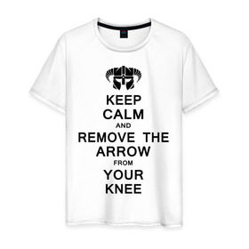 Мужская футболка хлопок с принтом Keep Calm And remove the arow в городе Новоалтайск, 100% хлопок | прямой крой, круглый вырез горловины, длина до линии бедер, слегка спущенное плечо. | keep calm | сохраняйте спокойствие