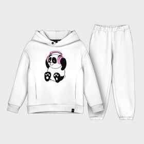 Детский костюм хлопок Oversize с принтом Panda in headphones (панда в наушниках) в городе Новоалтайск,  |  | Тематика изображения на принте: панда