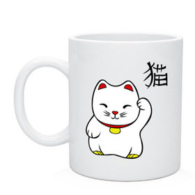 Кружка с принтом Манэки-нэко (Maneki-Neko) в городе Новоалтайск, керамика | объем — 330 мл, диаметр — 80 мм. Принт наносится на бока кружки, можно сделать два разных изображения | кошки | няш | символ счастья | японские кошки