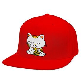 Кепка снепбек с прямым козырьком с принтом Maneki-Neko Манэки – кошка удачи в городе Новоалтайск, хлопок 100% |  | Тематика изображения на принте: киса | котенок | кошка удачи | японские кошки