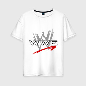 Женская футболка хлопок Oversize с принтом WWE - горизонталь в городе Новоалтайск, 100% хлопок | свободный крой, круглый ворот, спущенный рукав, длина до линии бедер
 | wrestling | wwe | бои без правил | реслинг | рестлинг | спорт