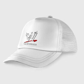 Детская кепка тракер с принтом WWE universe в городе Новоалтайск, Козырек - 100% хлопок. Кепка - 100% полиэстер, Задняя часть - сетка | универсальный размер, пластиковая застёжка | джон сина