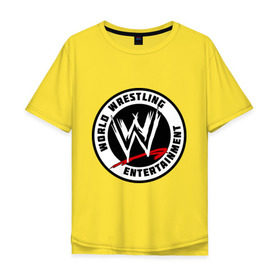 Мужская футболка хлопок Oversize с принтом World wrestling entertainment в городе Новоалтайск, 100% хлопок | свободный крой, круглый ворот, “спинка” длиннее передней части | wrestling | wwe | бои без правил | реслинг | рестлинг | спорт