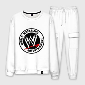 Мужской костюм хлопок с принтом World wrestling entertainment в городе Новоалтайск, 100% хлопок | на свитшоте круглая горловина, мягкая резинка по низу. Брюки заужены к низу, на них два вида карманов: два “обычных” по бокам и два объемных, с клапанами, расположенные ниже линии бедра. Брюки с мягкой трикотажной резинкой на поясе и по низу штанин. В поясе для дополнительного комфорта — широкие завязки | wrestling | wwe | бои без правил | реслинг | рестлинг | спорт