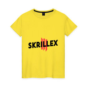 Женская футболка хлопок с принтом Skrillex logo 2 в городе Новоалтайск, 100% хлопок | прямой крой, круглый вырез горловины, длина до линии бедер, слегка спущенное плечо | dub step | dubstep | skrilex | skrillex | даб степ | дабстеп | ди джей | диджей | музыка | скриллекс
