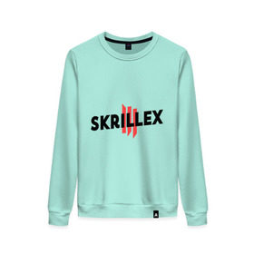 Женский свитшот хлопок с принтом Skrillex logo 2 в городе Новоалтайск, 100% хлопок | прямой крой, круглый вырез, на манжетах и по низу широкая трикотажная резинка  | dub step | dubstep | skrilex | skrillex | даб степ | дабстеп | ди джей | диджей | музыка | скриллекс