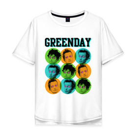 Мужская футболка хлопок Oversize с принтом Green Day all в городе Новоалтайск, 100% хлопок | свободный крой, круглый ворот, “спинка” длиннее передней части | green day | rock | грин дэй | лица | музыка | рок группа | солист | участники