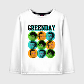 Детский лонгслив хлопок с принтом Green Day all в городе Новоалтайск, 100% хлопок | круглый вырез горловины, полуприлегающий силуэт, длина до линии бедер | green day | rock | грин дэй | лица | музыка | рок группа | солист | участники