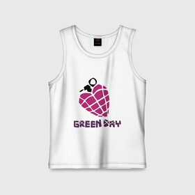Детская майка хлопок с принтом Green day is love в городе Новоалтайск,  |  | billie joe armstrong | green day | green day t shirt | rock | билли джо армстронг | граната | грин дэй | любовь | музыка | рок группа | рука | сердце
