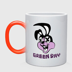 Кружка хамелеон с принтом Green day rabbit в городе Новоалтайск, керамика | меняет цвет при нагревании, емкость 330 мл | Тематика изображения на принте: green day | rock | грин дэй | кролик | музыка | рок группа