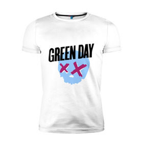 Мужская футболка премиум с принтом Green day skull в городе Новоалтайск, 92% хлопок, 8% лайкра | приталенный силуэт, круглый вырез ворота, длина до линии бедра, короткий рукав | green day | rock | грин дэй | музыка | рок группа