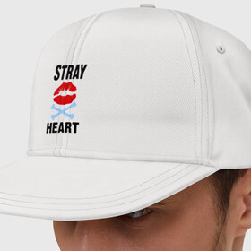 Кепка снепбек с прямым козырьком с принтом Stray heart в городе Новоалтайск, хлопок 100% |  | green day | rock | грин дэй | губы | кости | музыка | поцелуйчик | рок группа
