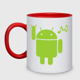 Кружка двухцветная с принтом android dance в городе Новоалтайск, керамика | объем — 330 мл, диаметр — 80 мм. Цветная ручка и кайма сверху, в некоторых цветах — вся внутренняя часть | android | андроид