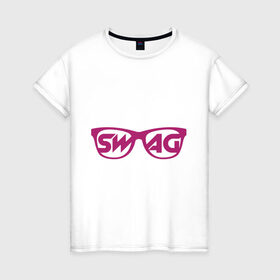 Женская футболка хлопок с принтом Swag винтажные очки в городе Новоалтайск, 100% хлопок | прямой крой, круглый вырез горловины, длина до линии бедер, слегка спущенное плечо | swag | очки | сваг | свег | свег стиль | свэг